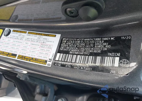 2021 Toyota C-Hr Le z USA, uszkodzony, nr VIN NMTKHMBX6MR119952